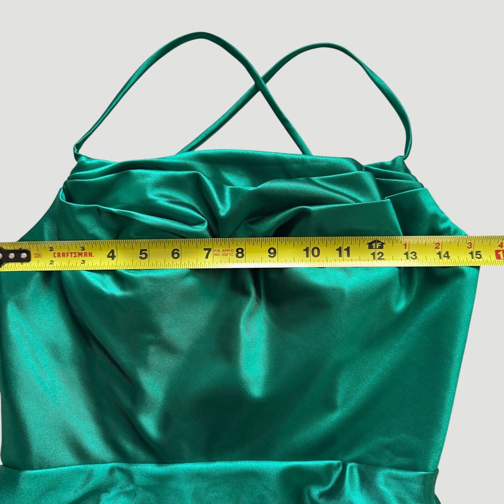 Stacees Emerald Green Satin Lace Up Back Mini Dress Sz 8 NWT Coquette‎ HOCO - Picture 7 of 13